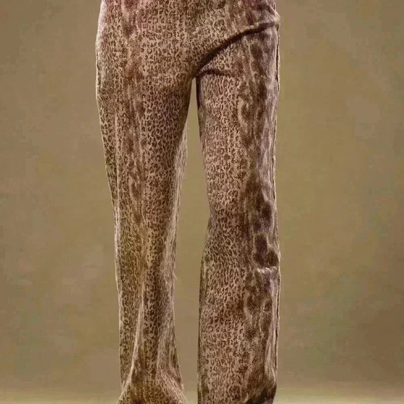 Multicolor Casual Women's Low Rise Snakeskin Denim Trousers - Picture 3 of 5